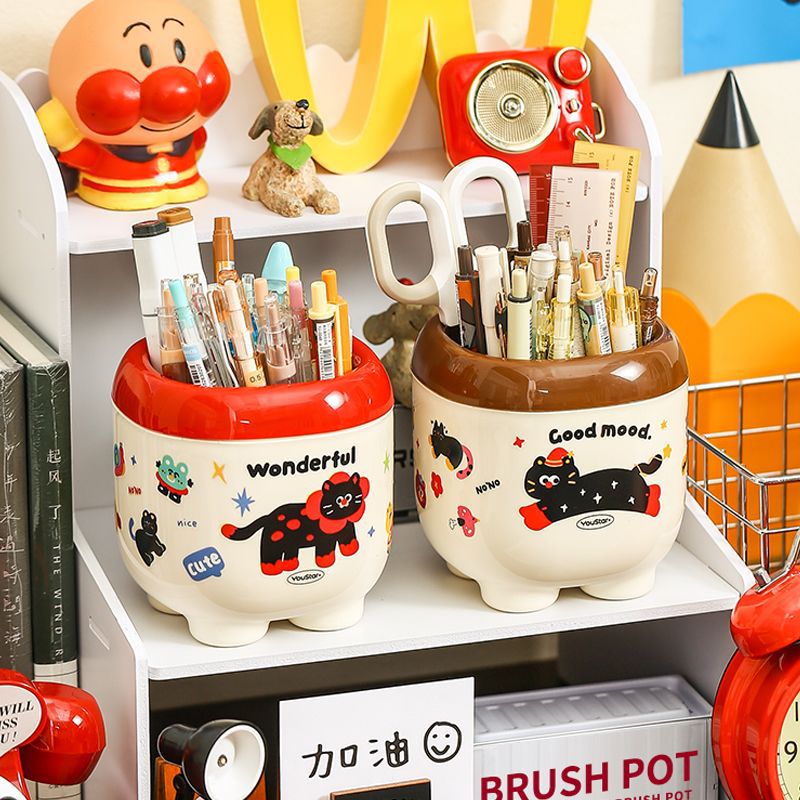 Caja de almacenamiento de escritorio encantadora de alto valor de la cara diy caja de lápiz creativa Yiwu lápiz de plástico dibujos animados para niños