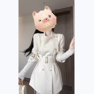 Ys8 Elegant Short Trench Coat for Women, Autumn and Winter Design with a High-End Feel, Double-Breasted Waist-Cinching