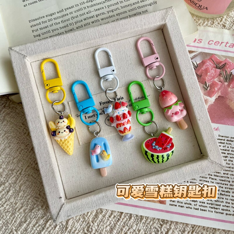 Cartoon Watermelon Popsicle Keychain Cute Girly Bag Pendant Student Best Friend Small Gift Car Decoration Cartoon Watermelon Popsicle Keychain Cute Girly Bag Pendant Student Best Friend Small Gift Car Decoration