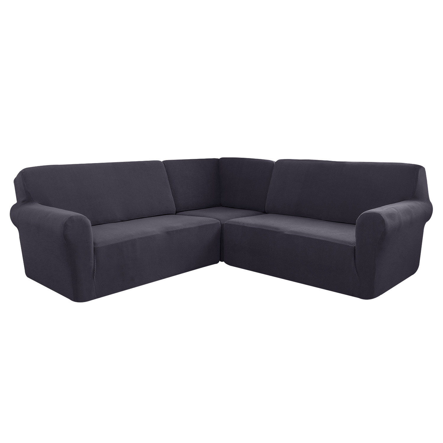 Cross-Border Stretch Pineapple Grid 5-Seater Solid Color Full Coverage Private Seat Party Corner L-Shaped Sofa Cover_voghion.com