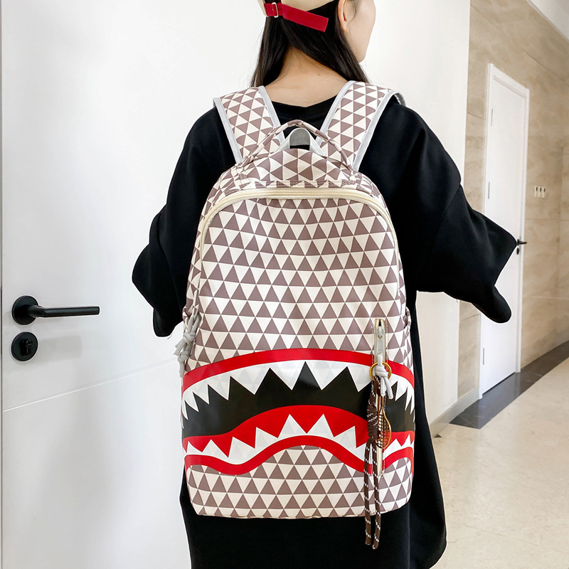 Mochila escolar de gran capacidad para mujeres nuevas estudiantes de alto valor, mochila de tiburón, mochila de viaje de nicho casual, personalidad image 5