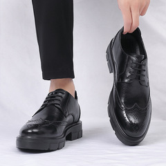 布洛克雕花內增高男鞋增高鞋男8cm牛皮商務皮鞋男英倫正裝結婚鞋