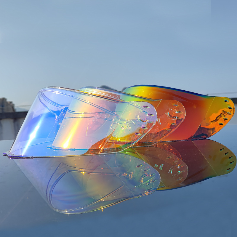 Lente para Casco ORZ966 Transparente Marrón con Recubrimiento Plateado, Lente Iridiscente Colorida para Bicicleta de Carretera, Protección para Ciclismo de Alta Velocidad