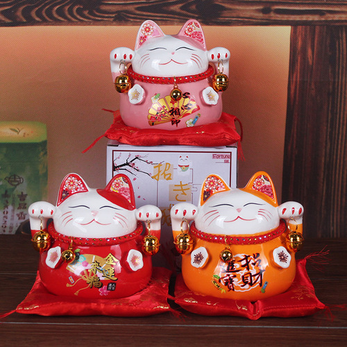 Manufacturer wholesale lucky cat ornaments small opening gift piggy bank shop piggy bank fortune home living room