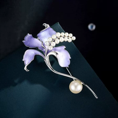 High-end, exquisite two-tone enamel lily brooch, Yaxa sancaqları