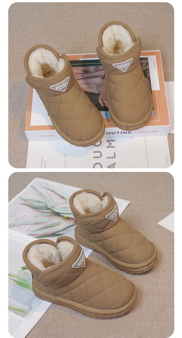 Kinder Mädchen Schuhe, warme 2024 Winter neue Schneestiefel, mittlere und große Kinder Plüsch dicke Baumwolle kurze Stiefel_voghion.com