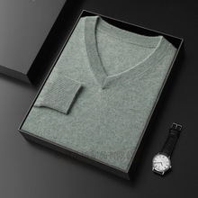 羊绒商务工装一线成衣纯色山羊绒衫V领休闲毛衣气质减龄羊绒衫男