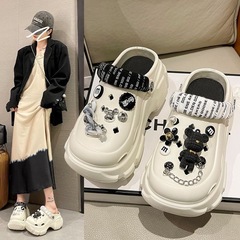 時尚松糕底洞洞鞋女款厚底增高防滑網紅可愛沙灘涼拖鞋女外穿夏季