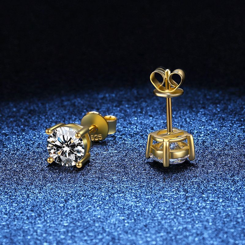 Sterling Silver Material 1 Pair Sterling Silver Moissanite Geometric Ear Studs