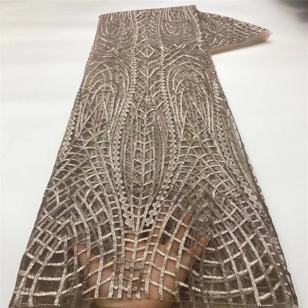 Clásico de alta gama popular de lentejuelas bordado de malla de perlas bordado exquisito vestido de flores vestido de novia de tela JX1746