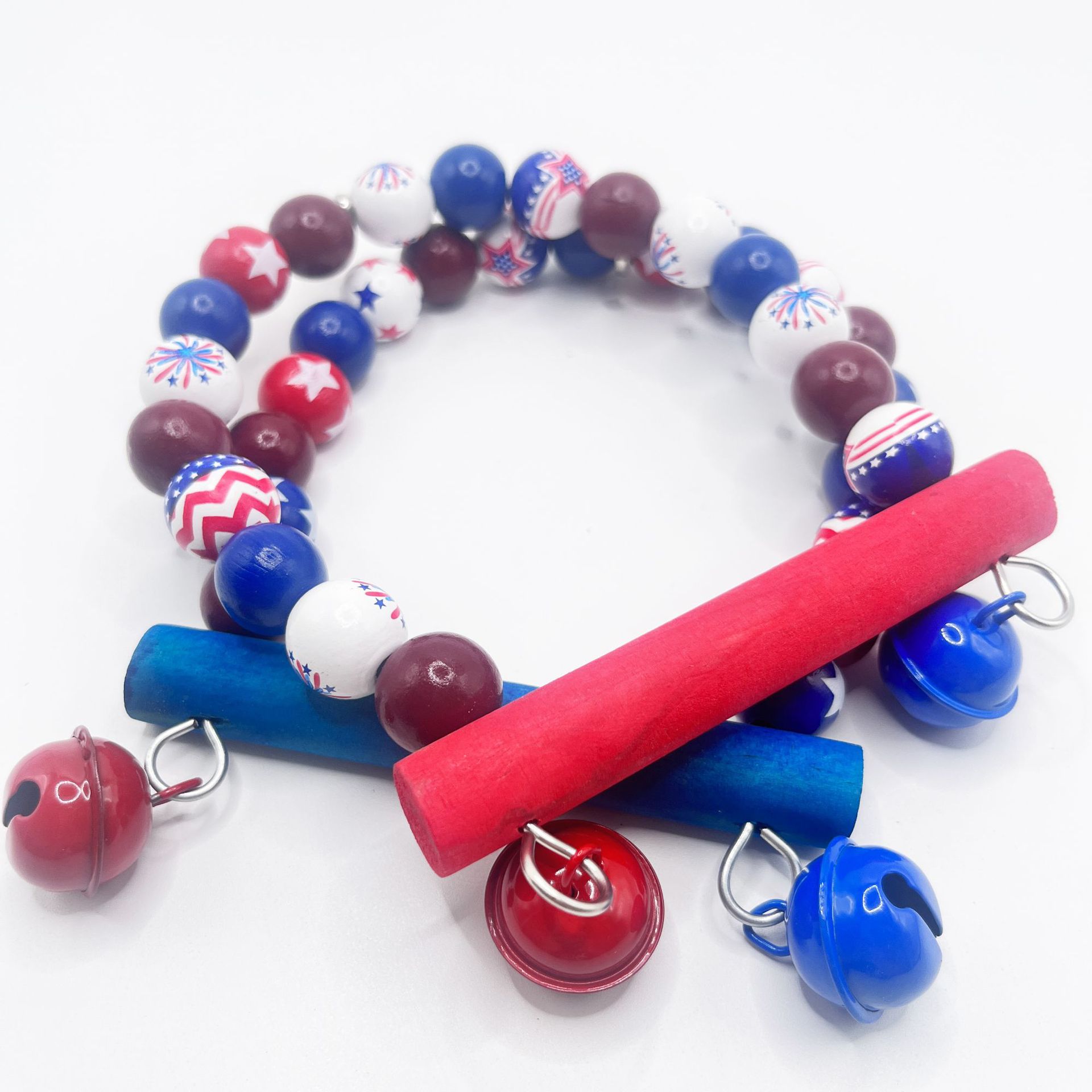 Nuevos productos transfronterizos Día de la Independencia de EE. UU. Tema Decoración navideña Pájaro de colores Columpio Pájaro Juguete Pájaro Accesorios para jaula de pájaros