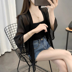 夏季薄300斤晒衣女2025新款薄款宽松雪纺小披肩外搭上衣外套