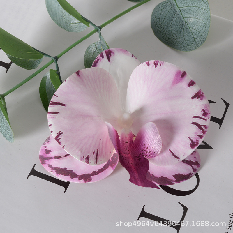 Película blanca Phalaenopsis flor cabeza pétalo simulación flor accesorios tocado horquilla diy flor decorativa de boda hecha a mano