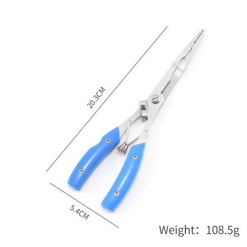 Wholesale multifunctional extended straight-jaw fishing pliers, fishing scissors, heavy-duty carp line extended straight-jaw scissors, fish grip for sea fishing