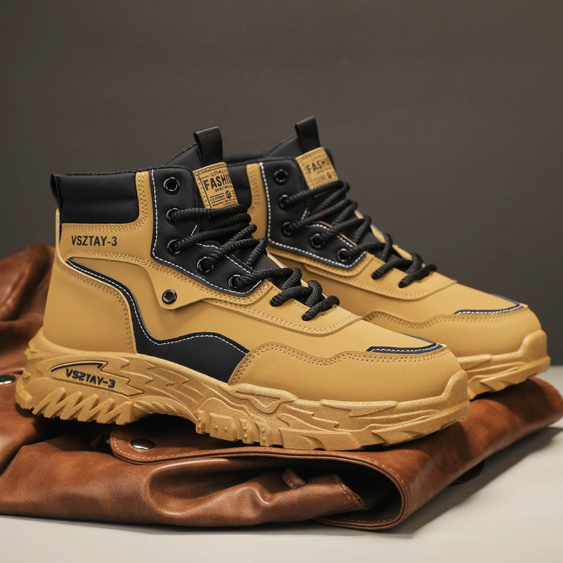 Мужская обувь 2024 осень новая мода повседневная ретро английский ветер строительная площадка работает на толстой подошве износостойкие сапоги Martin
