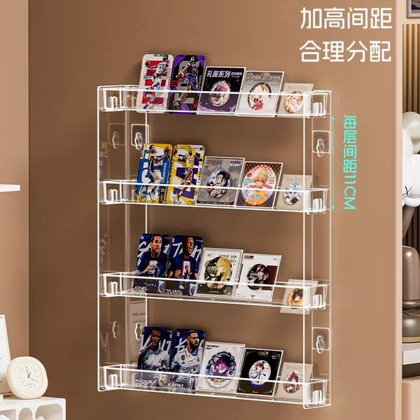 Transparent Multi-Layer Acrylic Wall-Mounted Storage Rack for Small Cards, Wall-Mounted Storage Shelf, Universal for Cosmetics