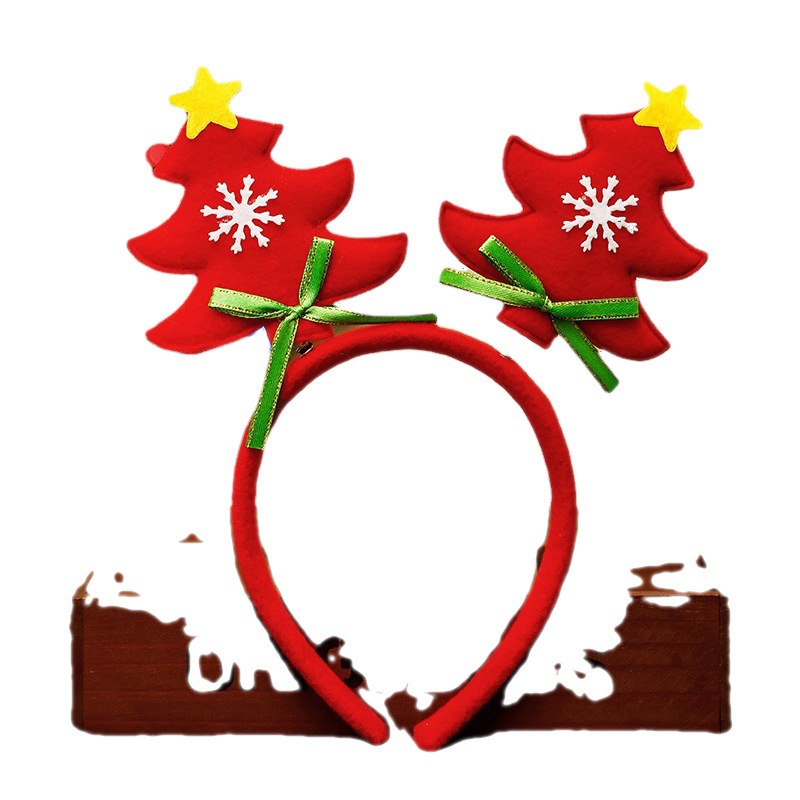 Christmas headband Christmas tree shape adult children red headband holiday performance dress up Christmas decorations
