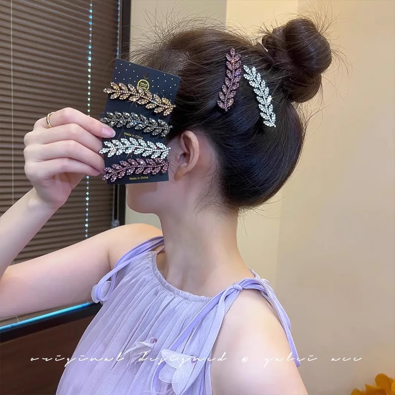 Alta sensación de diamante de brocas de trigo pin de borde 2024 nuevo cabello roto pin de cabello frangeo cabeza detrás de una palabra pin de boca de broca pin de cabeza