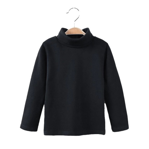 Children's High-Neck Crew Neck Shirt  New Autumn/Winter Pure Cotton Unisex Long-Sleeve T-Shirt for Layering and Keeping Warm, Versatile and Trendy