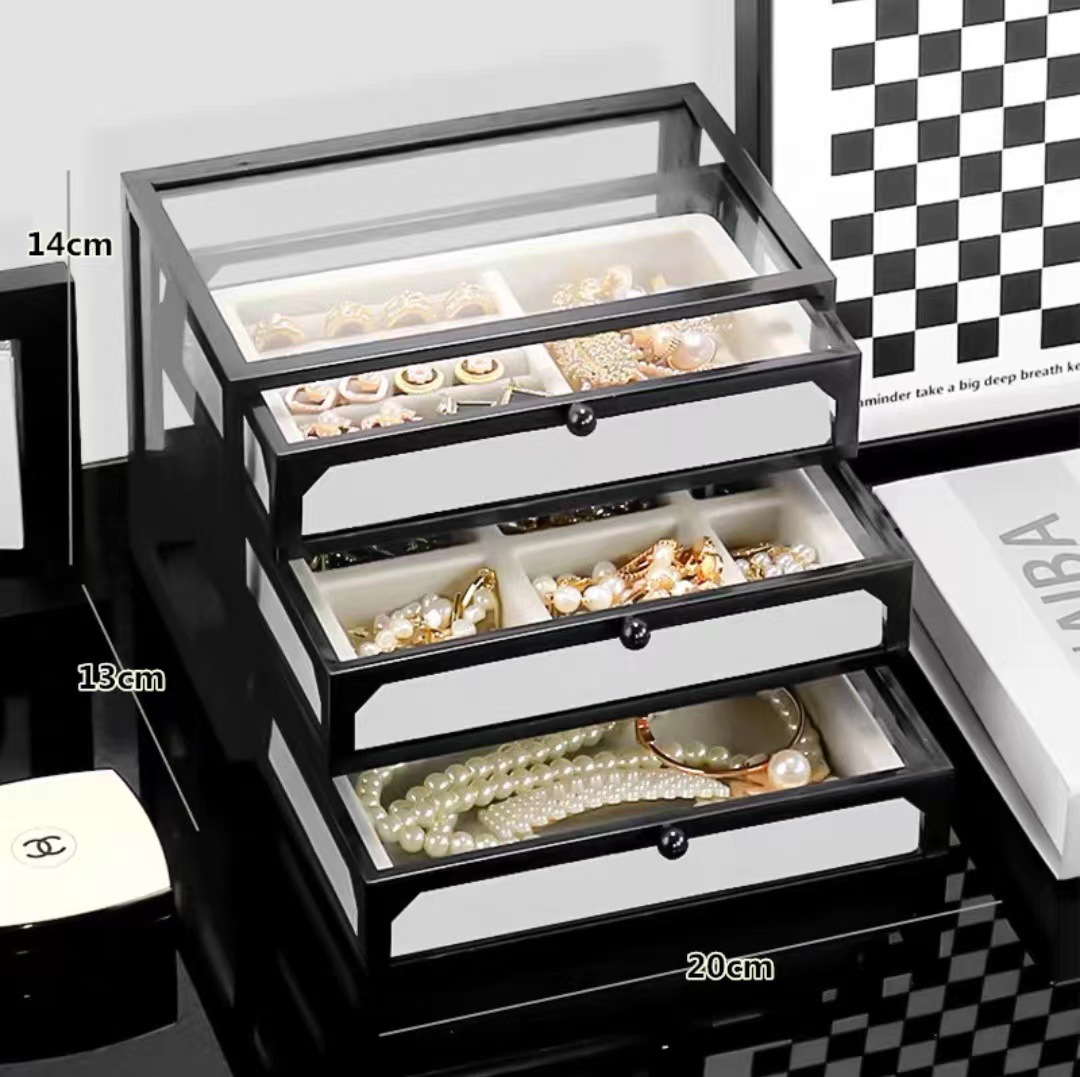 블랙 3 층 보석 상자