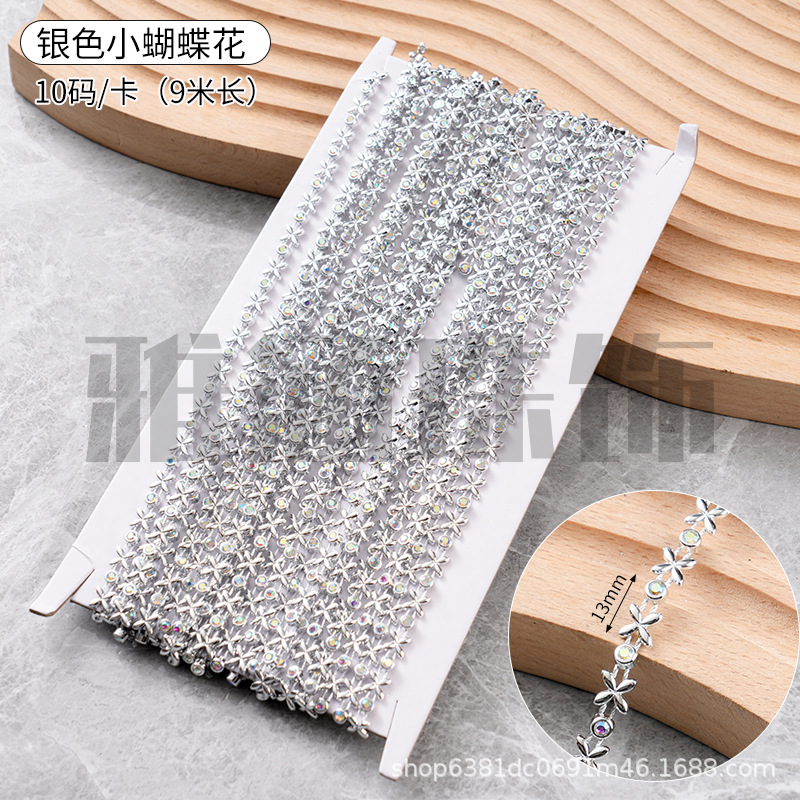 Nuevos accesorios de decoración de encaje Cadena de plata Gota de agua Cadena de diamantes cosidos a mano de oro Miao Diy Accesorios decorativos hechos a mano
