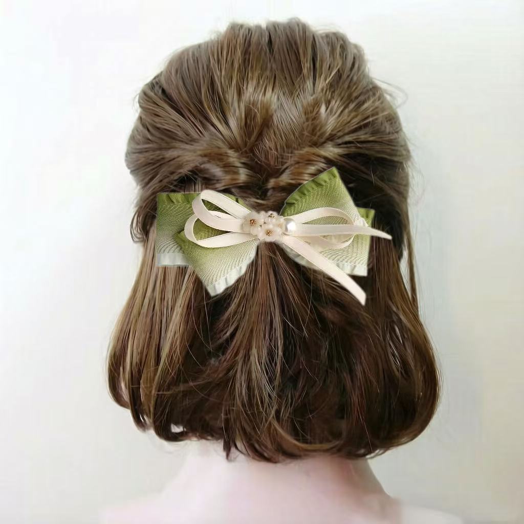Sweet and ethereal floral original hair accessory, fresh and simple hair clip with a bow, forest-style, fresh and delicate