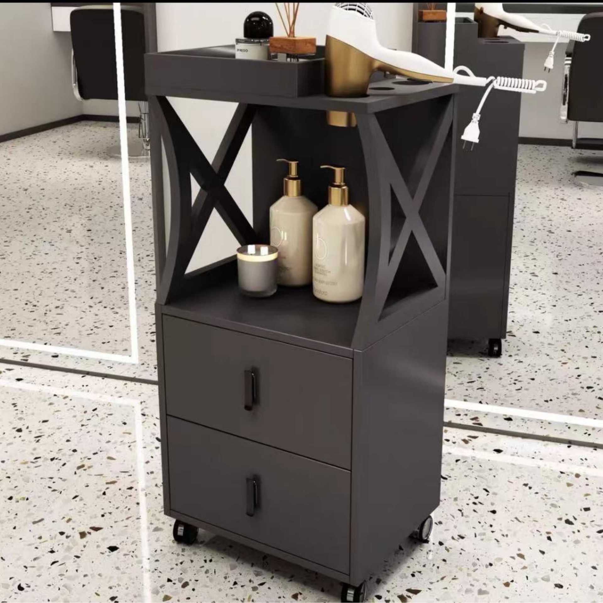 Armario de herramientas de peluquería Armario de trabajo de peluquería Armario de almacenamiento de peluquería Armario de almacenamiento de corte de pelo Carro de herramientas de corte de pelo Armario de madera