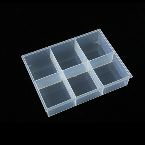 6-compartment transparent display box without lid, plastic storage box, window storage, medium-sized foreign trade organizing box, 6-compartment tray