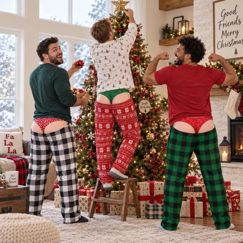 Men's Funny Christmas Holiday Underpants Illusion Plaid 3D Digital Print Halloween Funny Personality Casual Long Pants Men's Funny Christmas Holiday Underpants Illusion Plaid 3D Digital Print Halloween Funny Personality Casual Long Pants