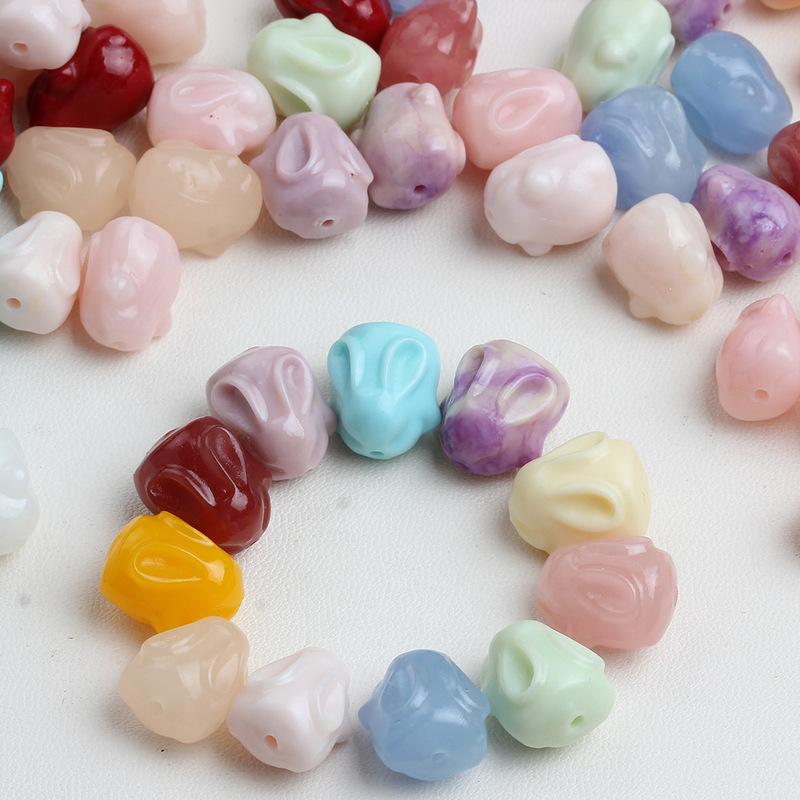 Multicolor DIY Woven Beads Cute Rabbit Shell Powder Beads Ivory Cartoon Animal Rabbit Accessories