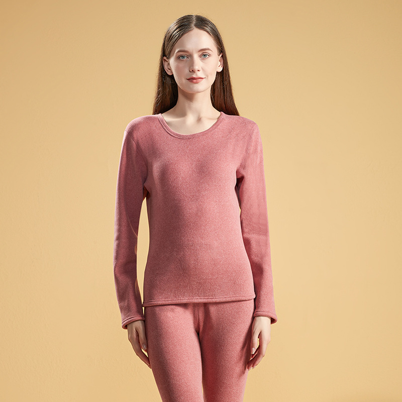 2022秋冬新款羊駝絨保暖內衣套裝女士秋衣秋褲加絨加厚保暖衣批發