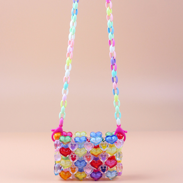 New mini fashion lipstick and earphone crossbody bag, textured acrylic hand-woven chain bag, lightweight beach bag