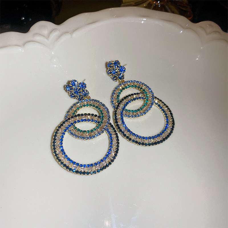 Exaggerated Tassel Copper Plating Artificial Rhinestones Earrings 1 Pair