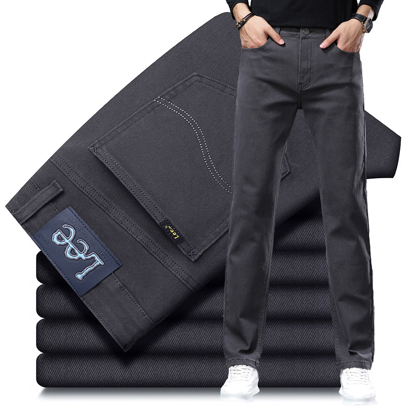 Lee dex jeans men's straight loose stretch business casual autumn and winter thick high-end goods Denim long pants Lee dex jeans men's straight loose stretch business casual autumn and winter thick high-end goods Denim long pants