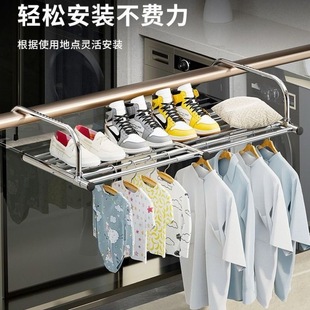 Balcony Clothes Drying Anti-Theft Net Guardrail Window Clothes Drying Rack Window Sill Storage Drying Rack Outdoor Telescopic Drying Rod