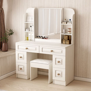 Customized Bedroom Modern Minimalist Dressing Table Mirror Makeup Table Small Apartment Dressing Table Storage Box Mini Net Cross-Border