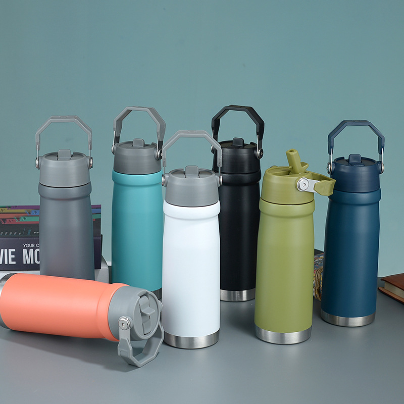 Vaso térmico con asa y pajita, estilo americano, gran capacidad