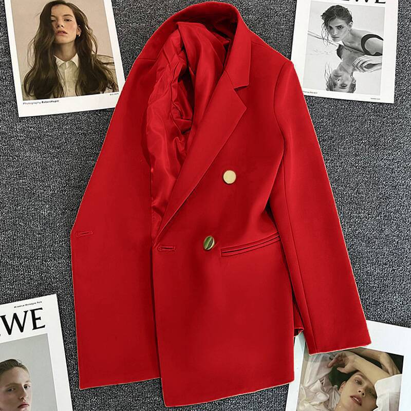 Women's Autumn Cross-Border Blazer 2026 New Double-Breasted Slimming Loose Fashionable Suit Jacket