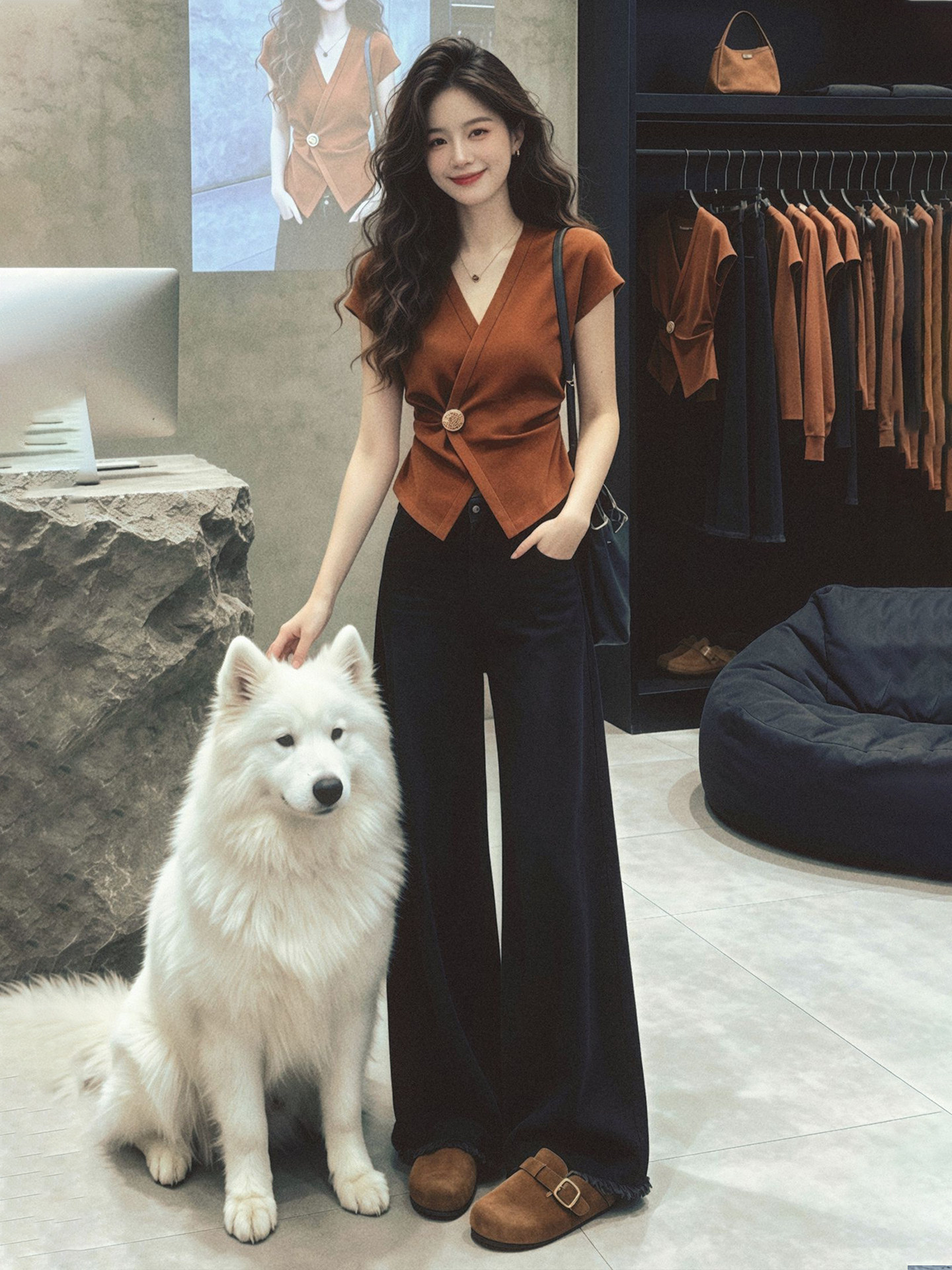 Áo thun nữ cổ chữ V tay ngắn, thiết kế thắt eo tôn dáng, phong cách cao cấp mùa hè — màu đen chi tiết 5