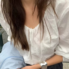 现货2025秋季新款韩版tan*at气质甜美温柔简约系带长袖衬衫上衣女