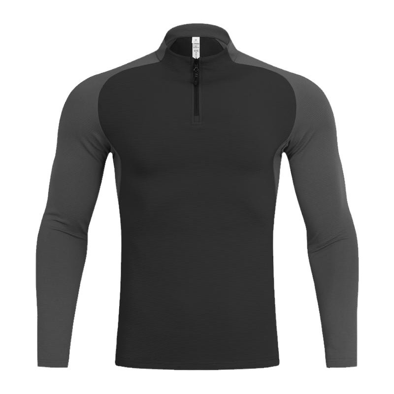 Otoño y invierno nuevo hombre de manga larga media cremallera camiseta deportiva casual versátil ropa europea y americana para correr fitness medio abierto