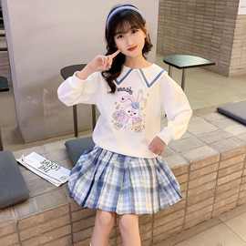 女童套装裙春装儿童新款小学生洋气网红百搭童装女孩学院风两件套