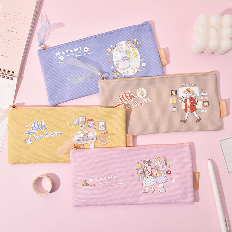 Bolsa con cremallera de tela Oxford "Familia Tuanzi" de SPVEGA - Tamaño B6 - Para almacenar papelería y accesorios