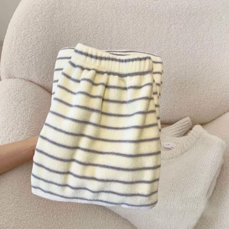 New Arrivals for Autumn and Winter! Korean Style Stripesd Soft Waxy Coral Velvet Pajamas for Women Winter Thickeneded Warm Straight Casual Home Pants New Arrivals for Autumn and Winter! Korean Style Stripesd Soft Waxy Coral Velvet Pajamas for Women Winter Thickeneded Warm Straight Casual Home Pants