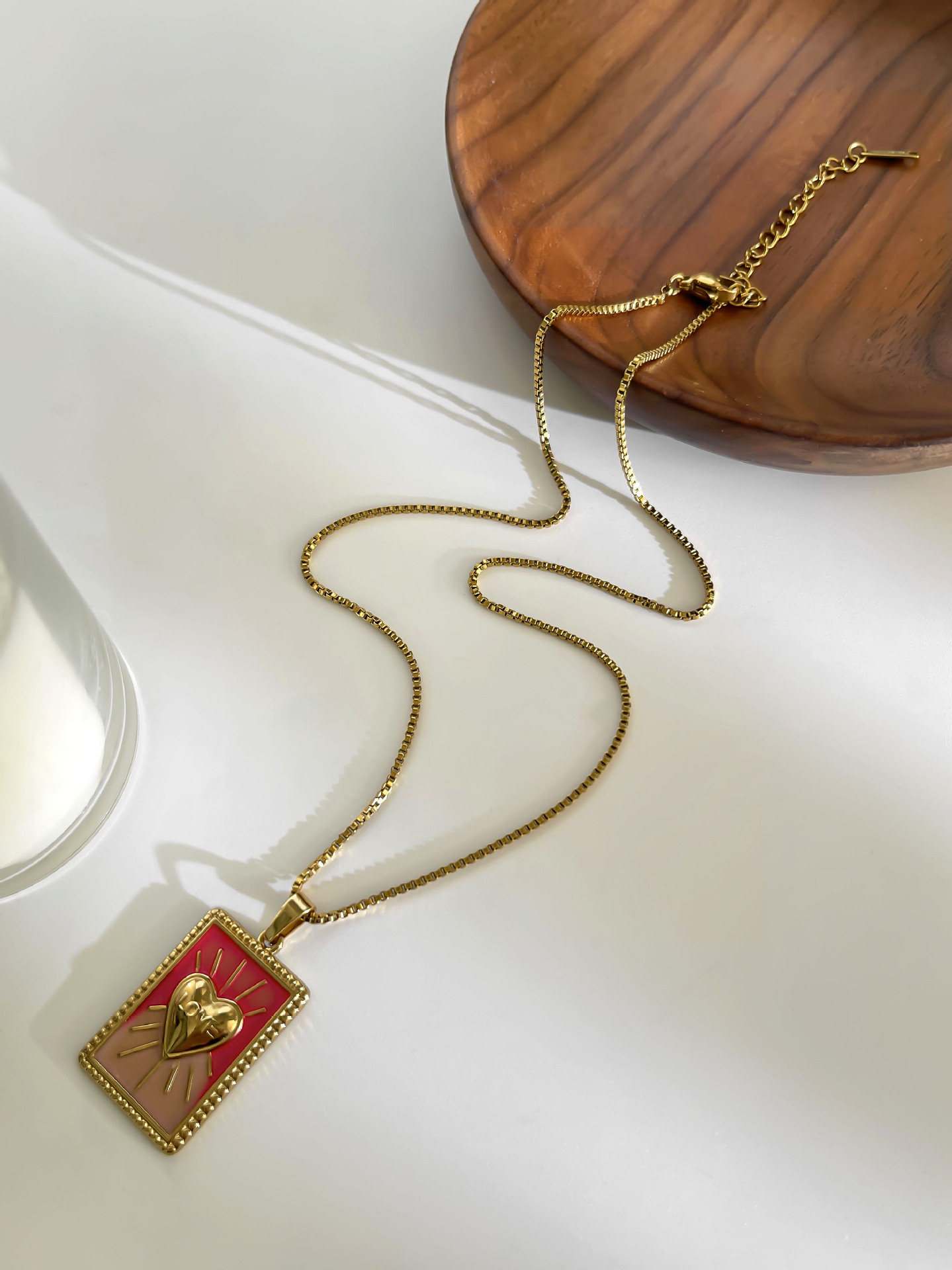 Wholesale Jewelry Vintage Style Astrology  Heart Shape 316L Stainless Steel  Box Chain Pendant Necklace display picture 6