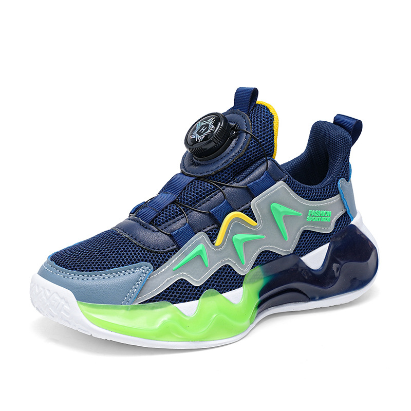 Baskets de running enfant en cuir avec fermeture rotative_voghion.com