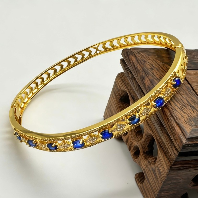 天然蓝宝石镶嵌新中式国风复古镯子送长辈送爱人精致礼物2010|ru