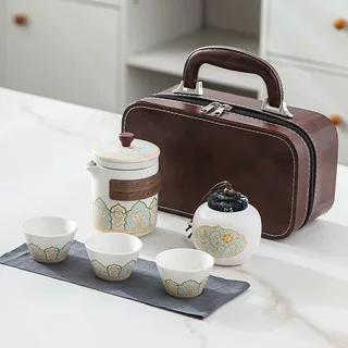 爆款古韵旅行茶具小套装便携式功夫茶具快客杯商务小礼品公司logo