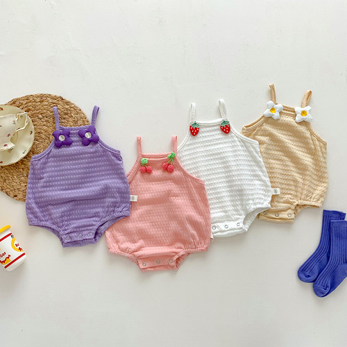 Baby summer clothes, newborn bellyband triangle onesie, thin sleeveless pants, for little girls, one-piece crawl suit