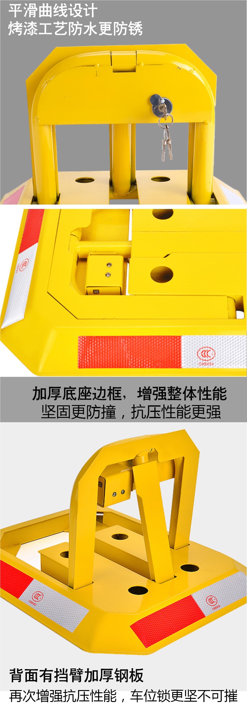 Parking Space Lock, Parking Space Ground Lock, Thickened Anti-Collision Parking Pile, Car Garage Anti-Occupation Blocker, No Drilling Required